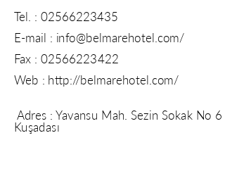 Belmare Hotel iletiim bilgileri